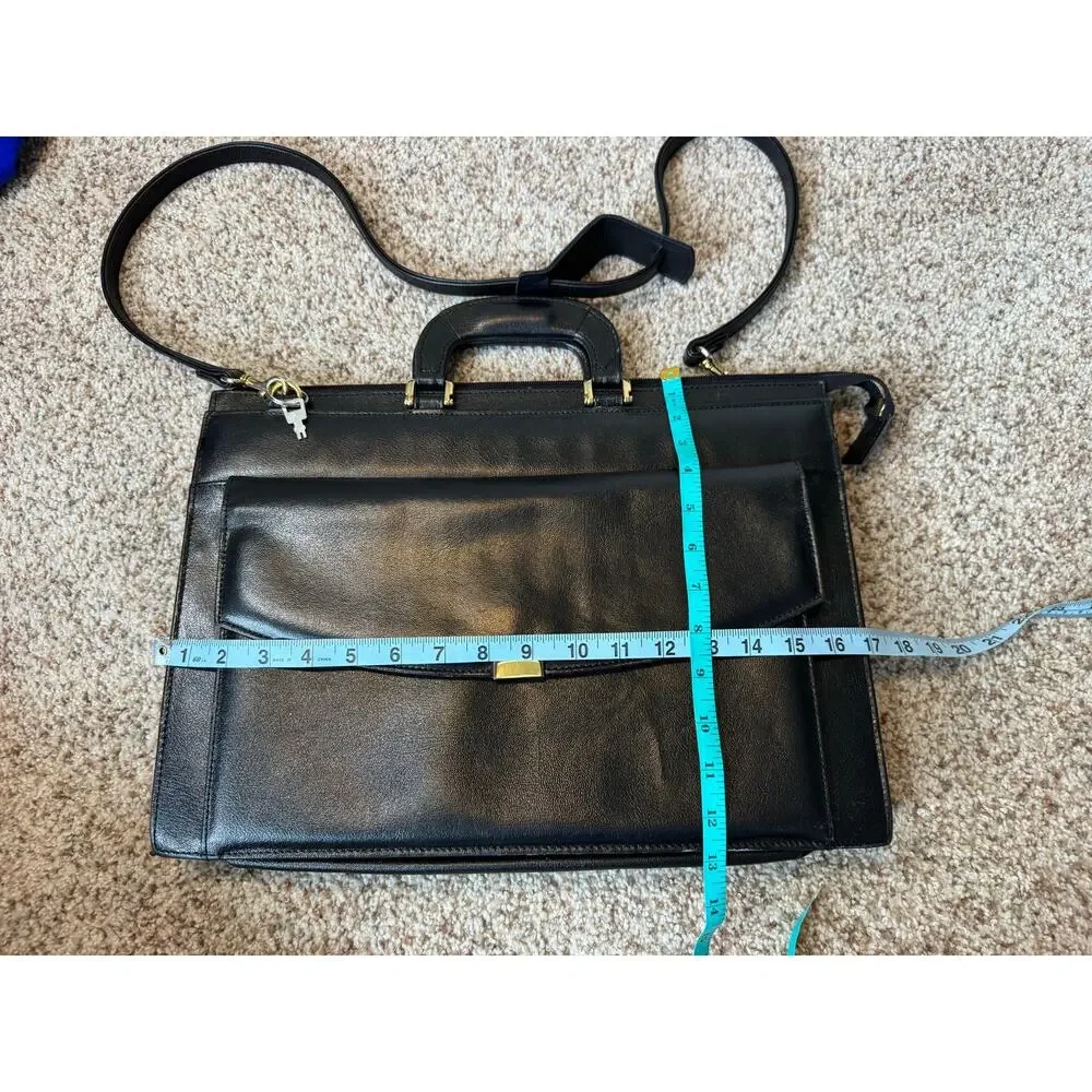 Vintage Black Leather Briefcase Crossbody Bag Made in Argentina